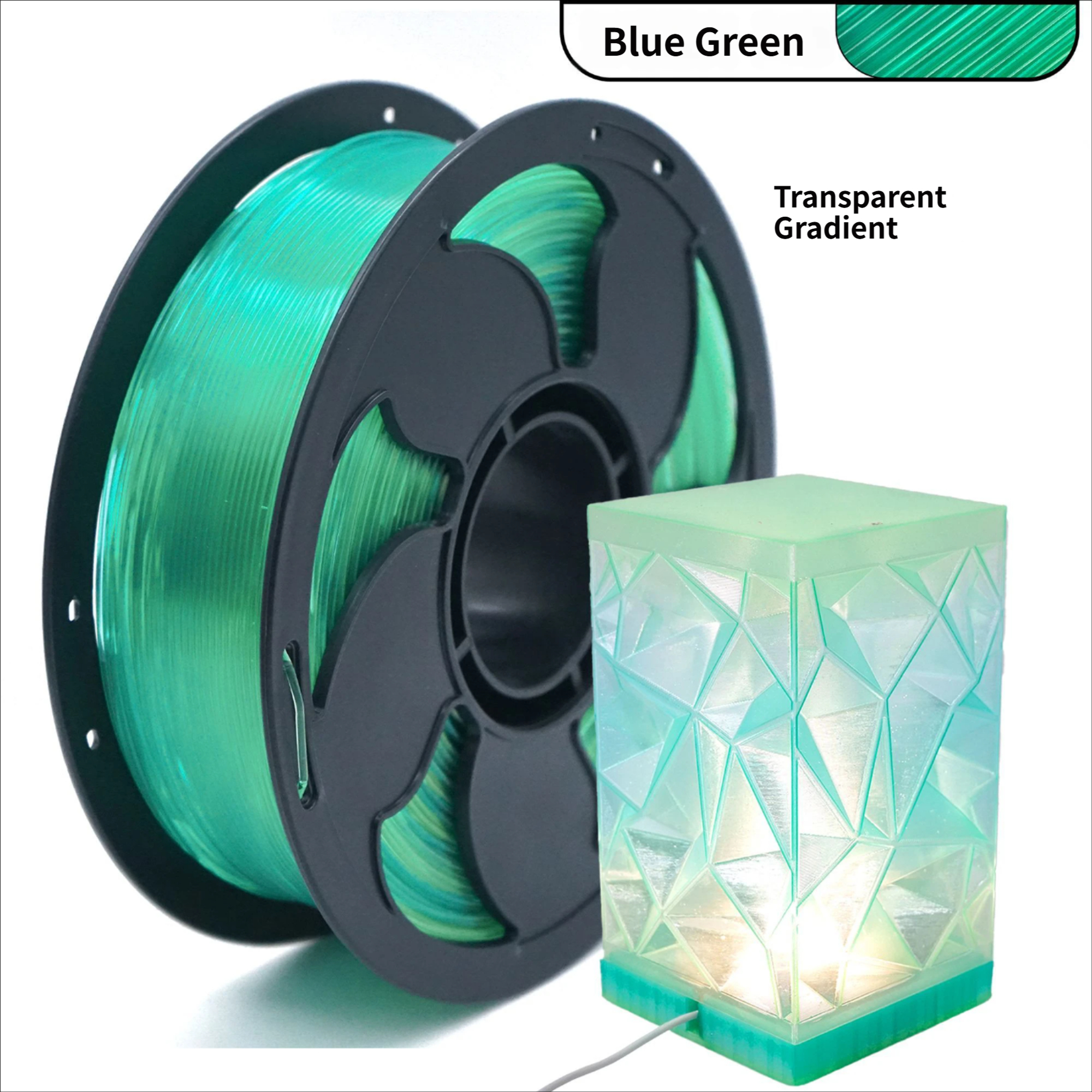 Cristal Transparent Gardient-Bleu Vert