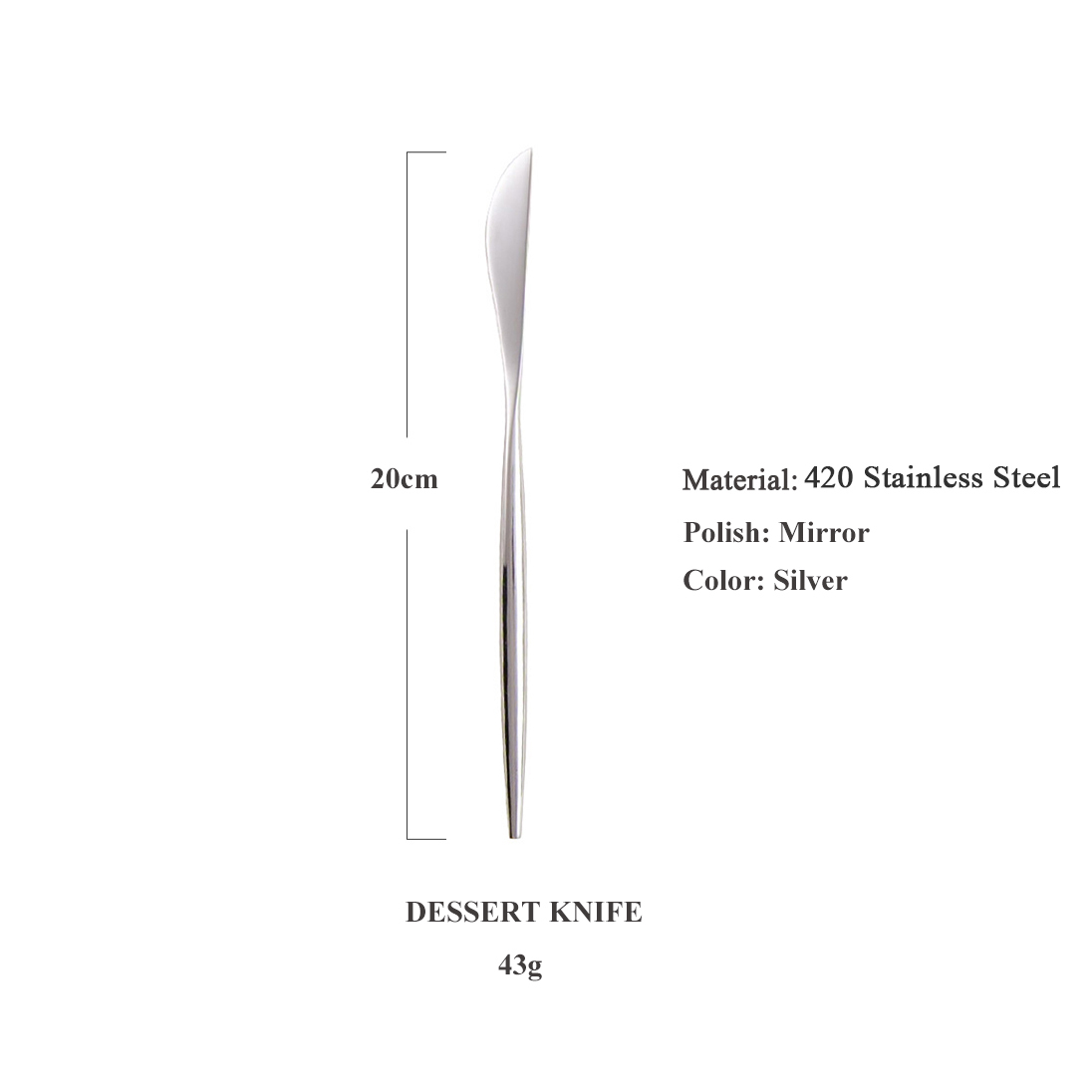 Couteau à dessert en argent