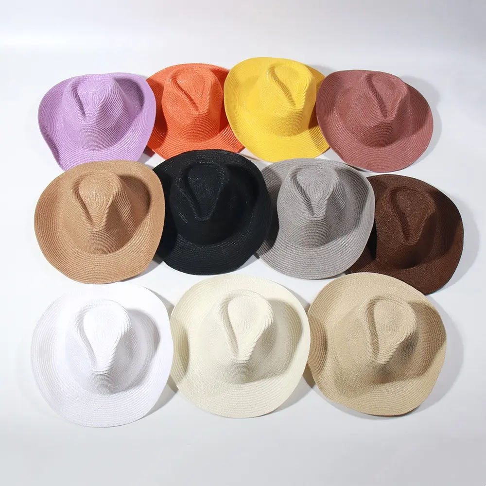 Sombrero de paja estilo vaquero para hombre y mujer, sombrero multicolor a la moda, para exteriores, protección solar, viaje, playa, 2023