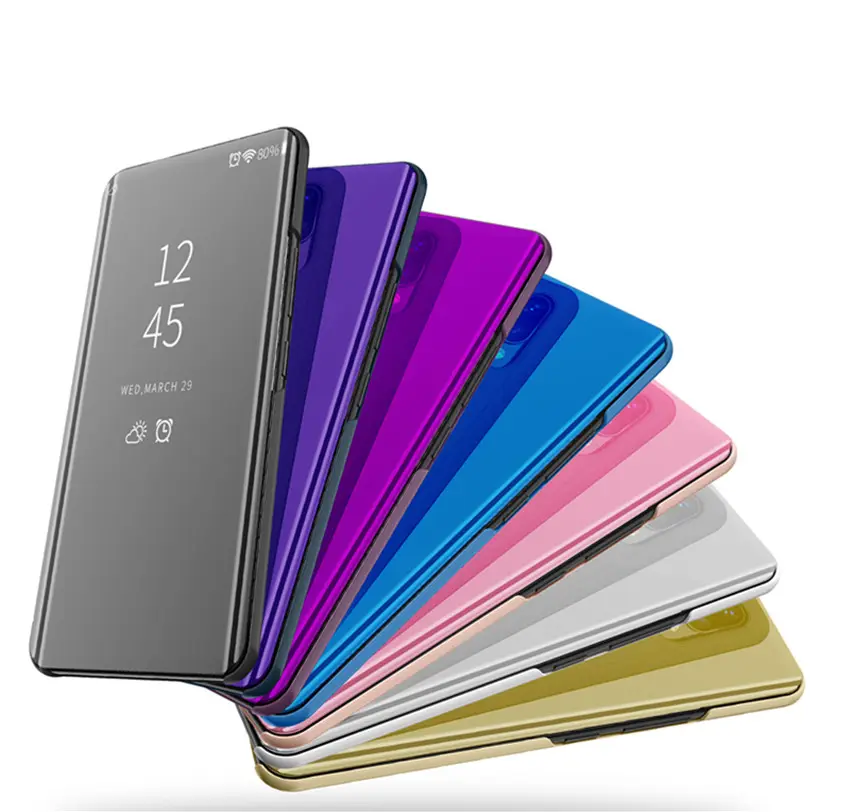 Sarung ponsel pintar, sarung kulit lapisan kulit pemegang Flip cermin untuk Samsung Galaxy S20/S20 Plus/S20 Ultra/A51/A71/A70/A70S 5G