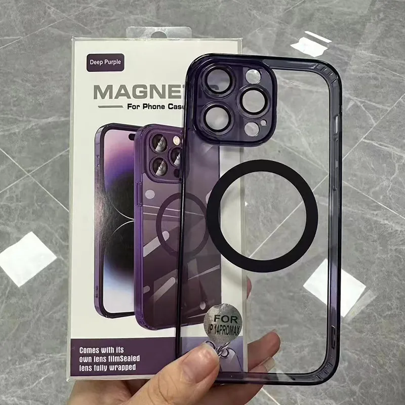 Magnetische Tpu Pc Clear Mobiele Telefoon Case Voor Iphone 15 14 13 12 Pro Max Camerabeschermer Schokbestendige Hoes