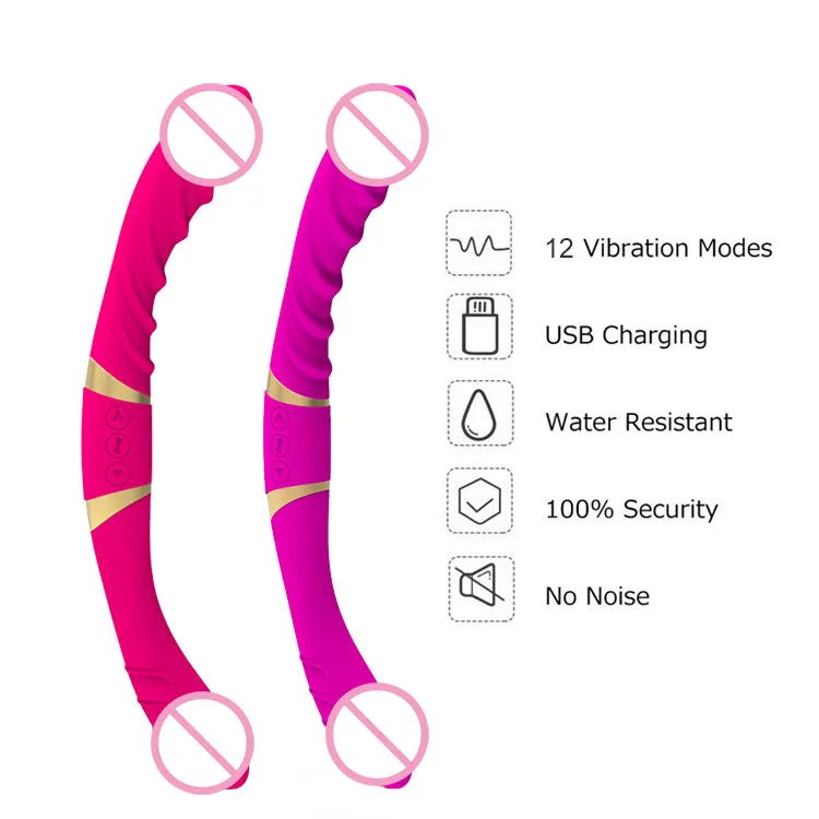 Godes en Silicone de style japonais pour filles et lesbiennes, vibrateur Flexible, jouets sexuels, double tête, pour femmes et Couples