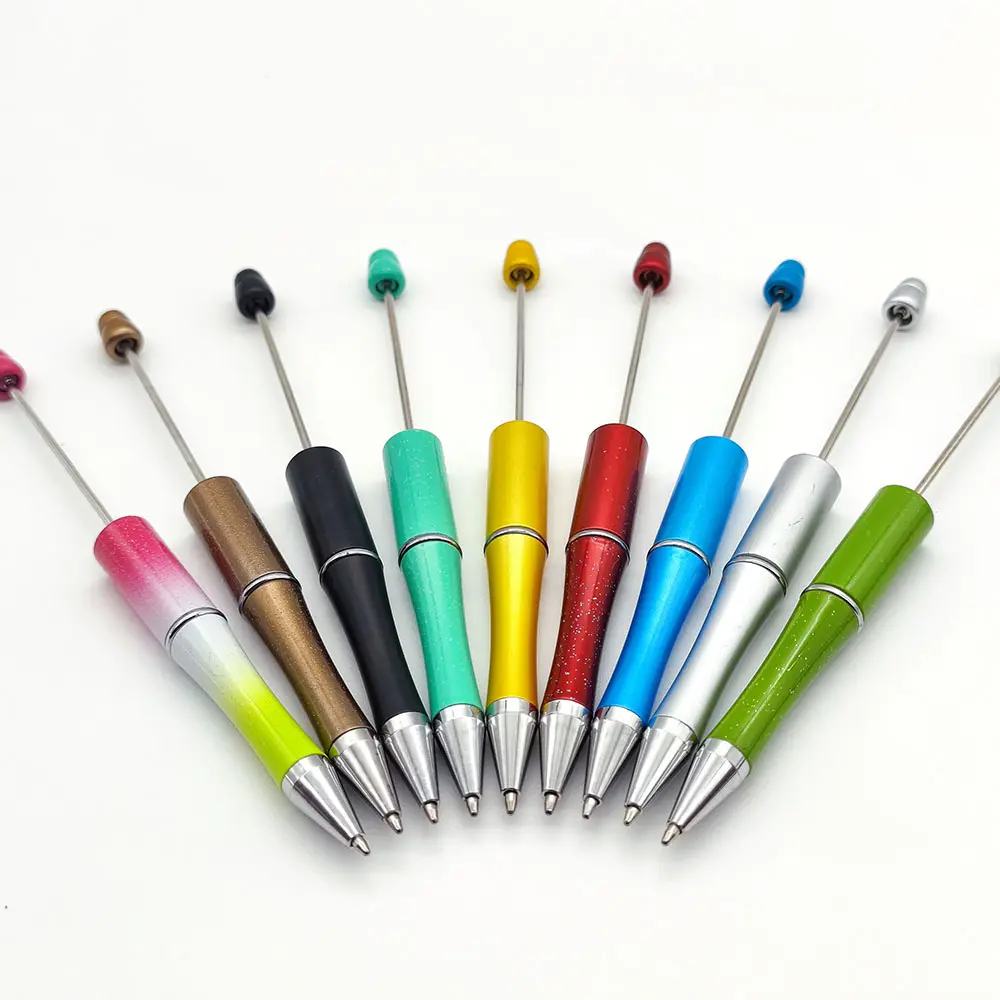 Hot Selling 50 Color Ballpoint Pen Decorative Diy Plastic Ballpoint Pen Beaded Pens For Kids Students Office School Supplies