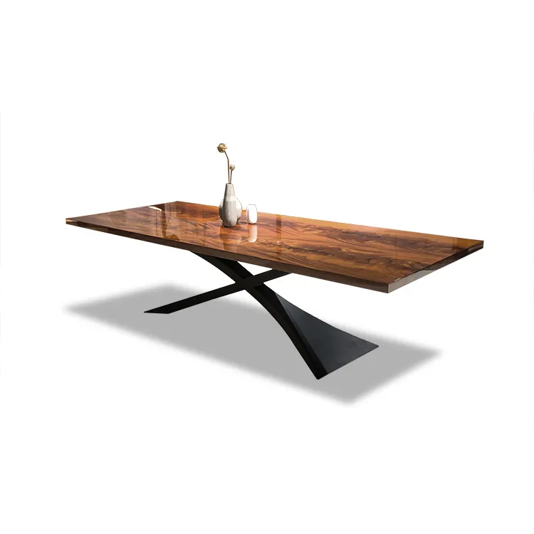 Tavoli da pranzo rettangolari in stile italiano Design creativo gambe in ferro nero tavolo da pranzo in legno