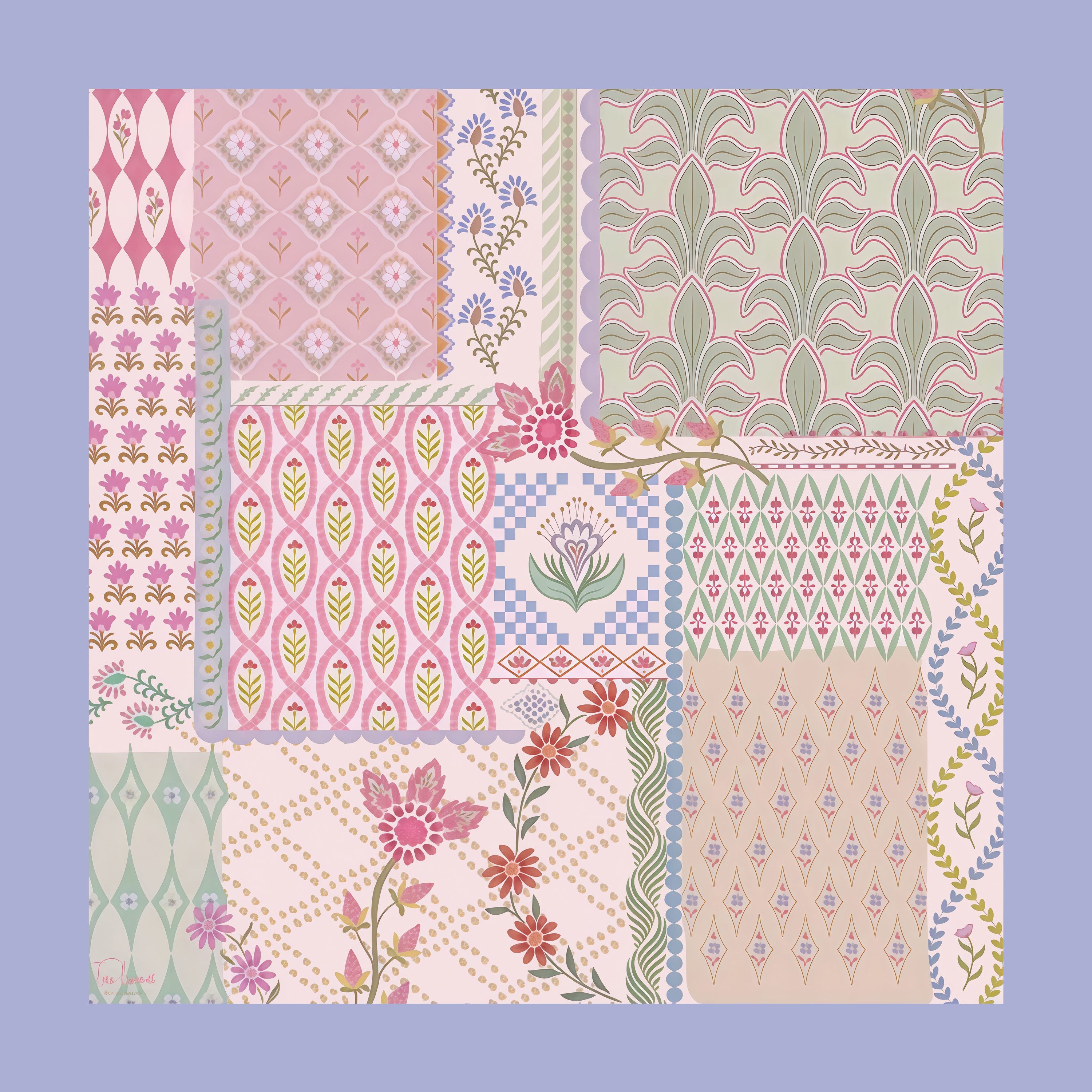 Patchwork multicolore avec motif floral vintage