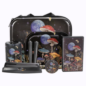 Premium Luxury Wholesale Portable Smoking Kit Custom <strong>Rolling</strong> Tray Set with <strong>Grinder</strong> Smoke Set Box logo Smoking Accessories Kit