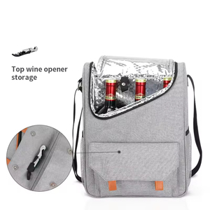 Trage tasche für tragbare Picknick tasche 3 Flaschen Isolierter Marken wein kühler Eis beutel Glas kühler Kühl beutel - Product Image 3