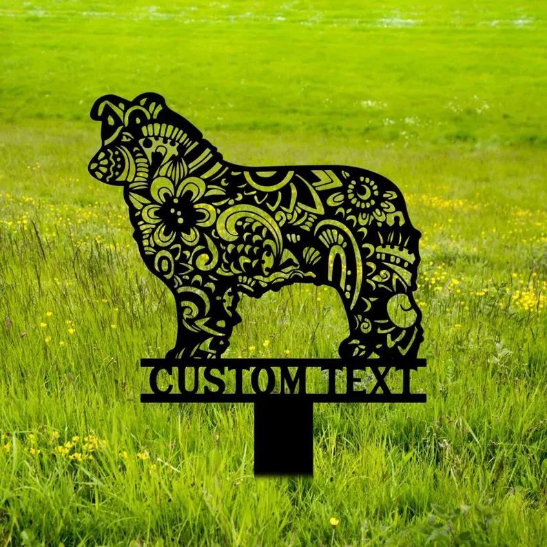 カスタムガーデン装飾ボーダーコリーアート屋外装飾犬の庭のロゴギフトボーダーコリー犬の庭のロゴ