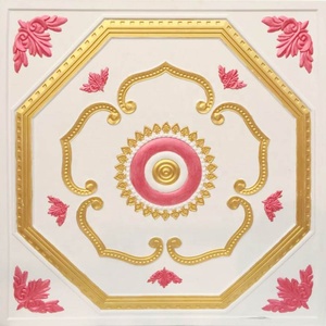 方形石膏天花板设计，3D彩色花卉设计 - Product Image 2