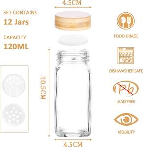 <strong>25</strong> <strong>Spice</strong> <strong>Jars</strong> with Labels 4oz Square Glass <strong>Spice</strong> <strong>Jars</strong> with Airtight Bamboo Lids and Shaker Lids <strong>Spice</strong> <strong>Jars</strong> - Product Image 2