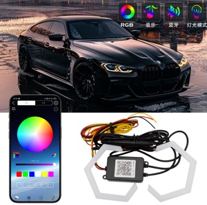<strong>Auto</strong> Angle Eye <strong>Light</strong> Daytime Running <strong>Light</strong> RGBW With Yellow Streamer 69/79/85/89MM APP Control 9-30V for Motorcycle Truck Car - Product Image 6