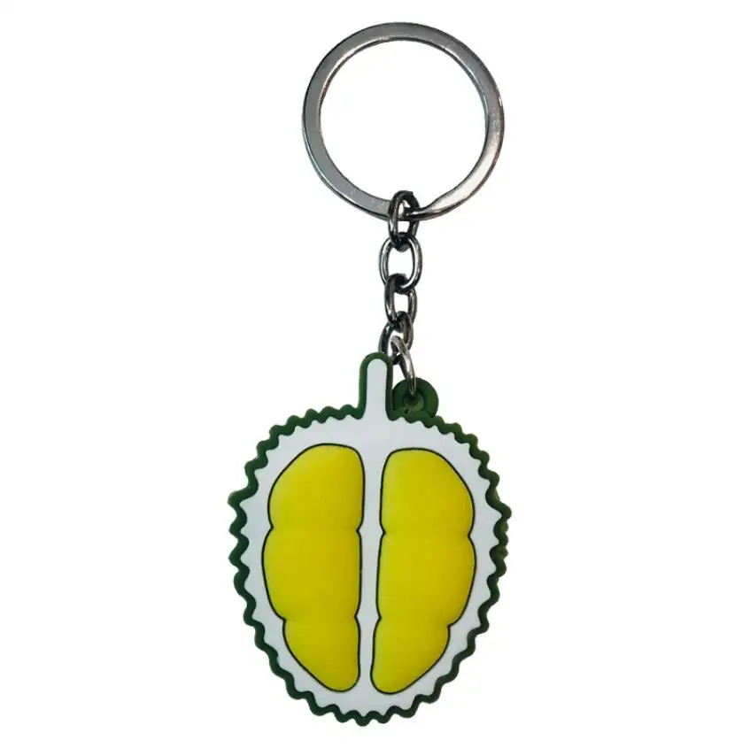 Personalizzato Regali di Promozione 3D Del Fumetto Di Natale Souvenir Burger Avocado durian Portachiavi, molle del silicone pvc frutta portachiavi fascino del sacchetto