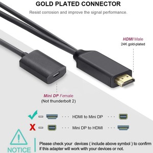 FARSINCE <strong>HDMI</strong> in to Mini <strong>DisplayPort</strong> Out Active Adapter with Usb Power (<strong>HDMI</strong> to DP Adapter) with 4K Video Resolution Support - Product Image 4