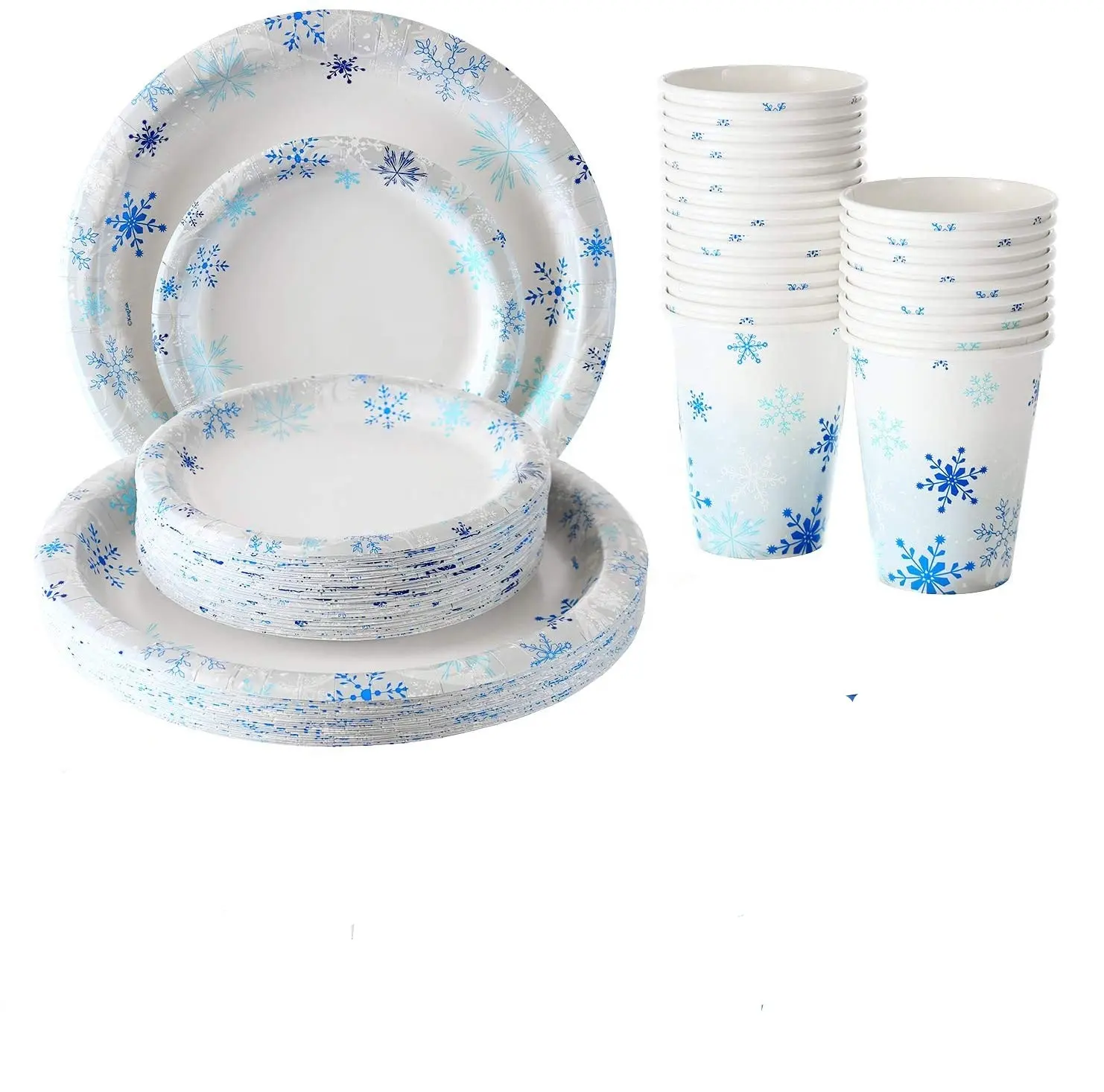 Holiday Paper plates Plates Napkins Cups Party Plates Snowflakes Design Great for Christmas
