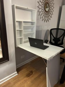 Mesa de comedor plegable multifuncional montada en la pared Escritorio flotante convertible Escritorio de computadora con ahorro de espacio plegable con estante lateral