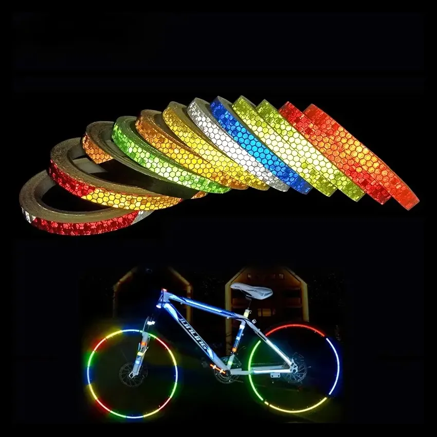 MANCAI adesivi riflettenti per bici ad alta visibilità fluorescente strisce di biciclette nastro riflettente per un ciclismo sicuro
