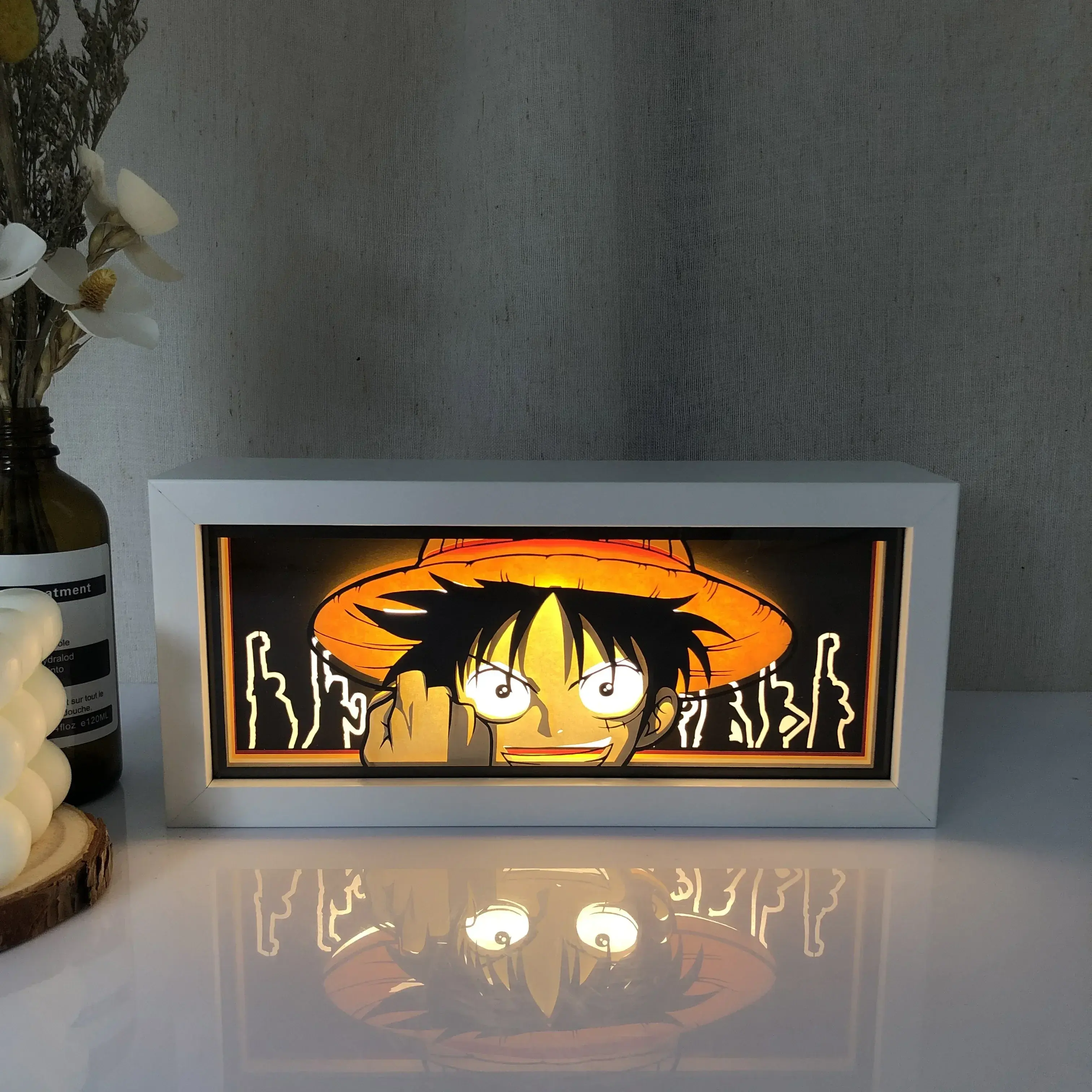 Luffy 3D Anime LED Light Box un pezzo Action Figure giocattoli di carta intaglio luce lampada bambino ragazzo ragazza da due giorni regalo casa roma arredamento