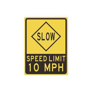ป้ายจำกัดความเร็ว 'slow 10 mph' ที่มีความคมชัดสูง-เหมาะสำหรับพื้นที่ที่มีความสำคัญด้านความปลอดภัย - Product Image 1