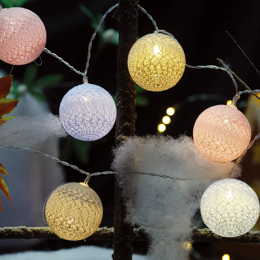 Outdoor christmas led cotton ball string of lights