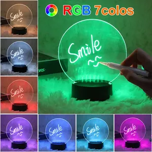 Modern 3D LED not kurulu ile renkler yeniden yazılabilir akrilik lamba USB gece lambası yaratıcı LED tasarım stili ve kalem aksesuarı - Product Image 4