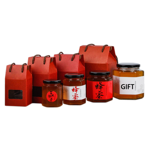 ZL Honey Candle Wine Packaging Eco Friendly <strong>Red</strong> and Brown Corrugated Kraft Paper Gift <strong>Box</strong> With Clear PVC Window and Rope Handle