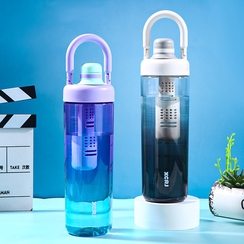 Seaygiftモダン大容量1Lプラスチックジュースドリンクカップ、ティーインフューザー付き夏の新しいグラデーションプラスチックウォーターボトル - Product Image 4