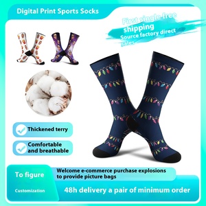 Cross-Border for Popular Thickened Terry Casual Crew Length <strong>Socks</strong> for Autumn Black Friday Christmas Digital Printed Logo - Product Image 2