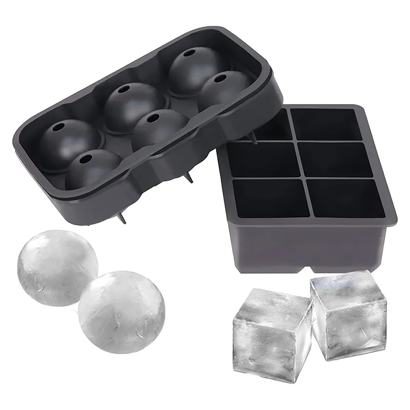 Vassoi per cubetti di ghiaccio rotondi personalizzati Set di 2 creatori di palline di ghiaccio portatili in Silicone per cocktail e Bourbon riutilizzabili e senza Bpa
