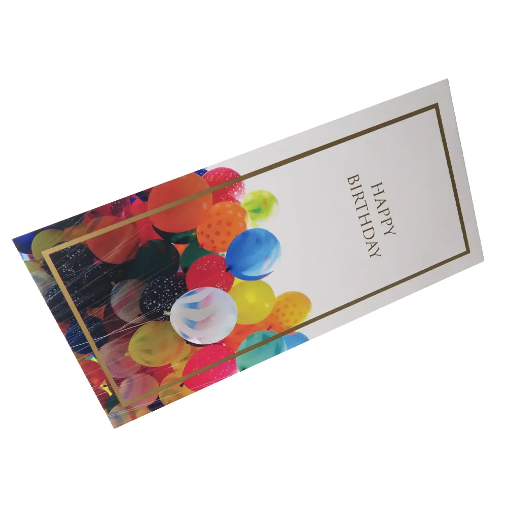 A impressão personalizada do logotipo marca OEM UV impressão Party Hotel fornece o presente cumprimento dobrado cartão do feliz aniversário