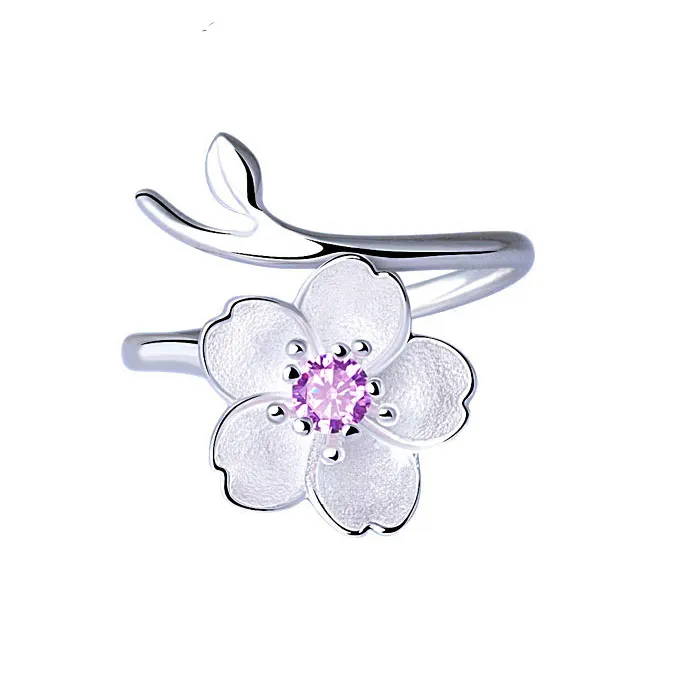 Factory Wholesale Silver flowers Rings Adjustable Wedding Ring Fashion Jewelry Girls Gift Open Rings
