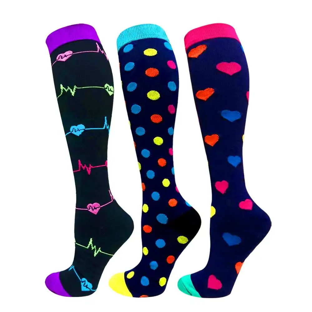 Custom Logo Design Socks Nylon Sports Fashion Colourful Compression Socks Long Over Knee High Compression Socks