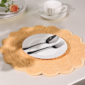 Acolchoado <span class=keywords><strong>Round</strong></span> Placemat com Pinha Padrão-Estilo Vintage Tecido Macio Mat Tabela