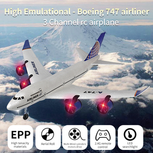 高エミュレーションボーイング747旅客機RC飛行機2.4G 2CHプレデターリモートコントロールフォームハンドスローインググライダー子供用金属製 - Product Image 2