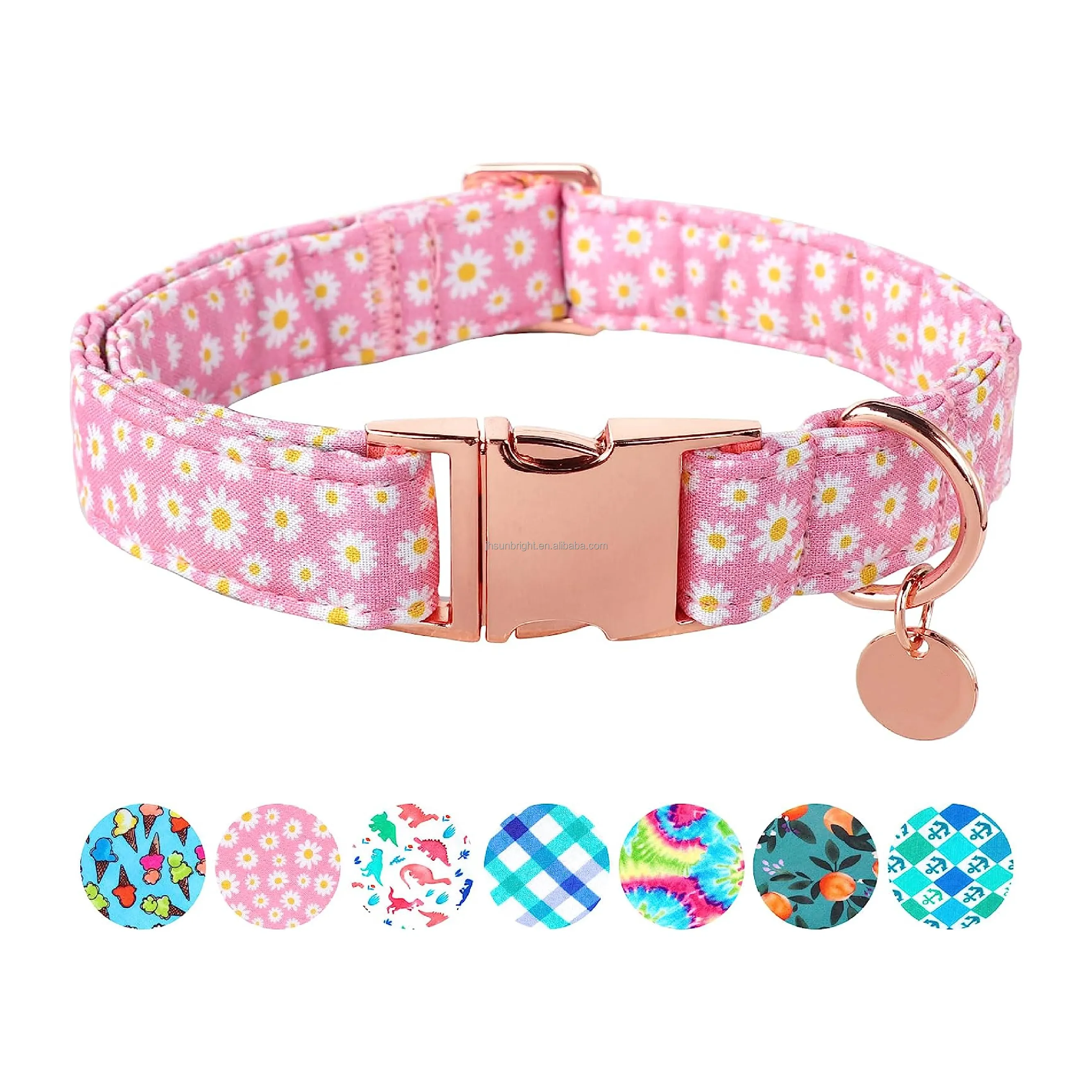 Set di collare per animali domestici in cotone con Design personalizzato primavera estate di fabbrica di alta qualità con papillon o fiore per regalo per cani di taglia piccola e media