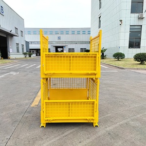 Durable apilable plegable coreano jaula de almacenamiento almacén plegable Metal Rack jaula de almacenamiento malla de alambre contenedor paleta - Product Image 5