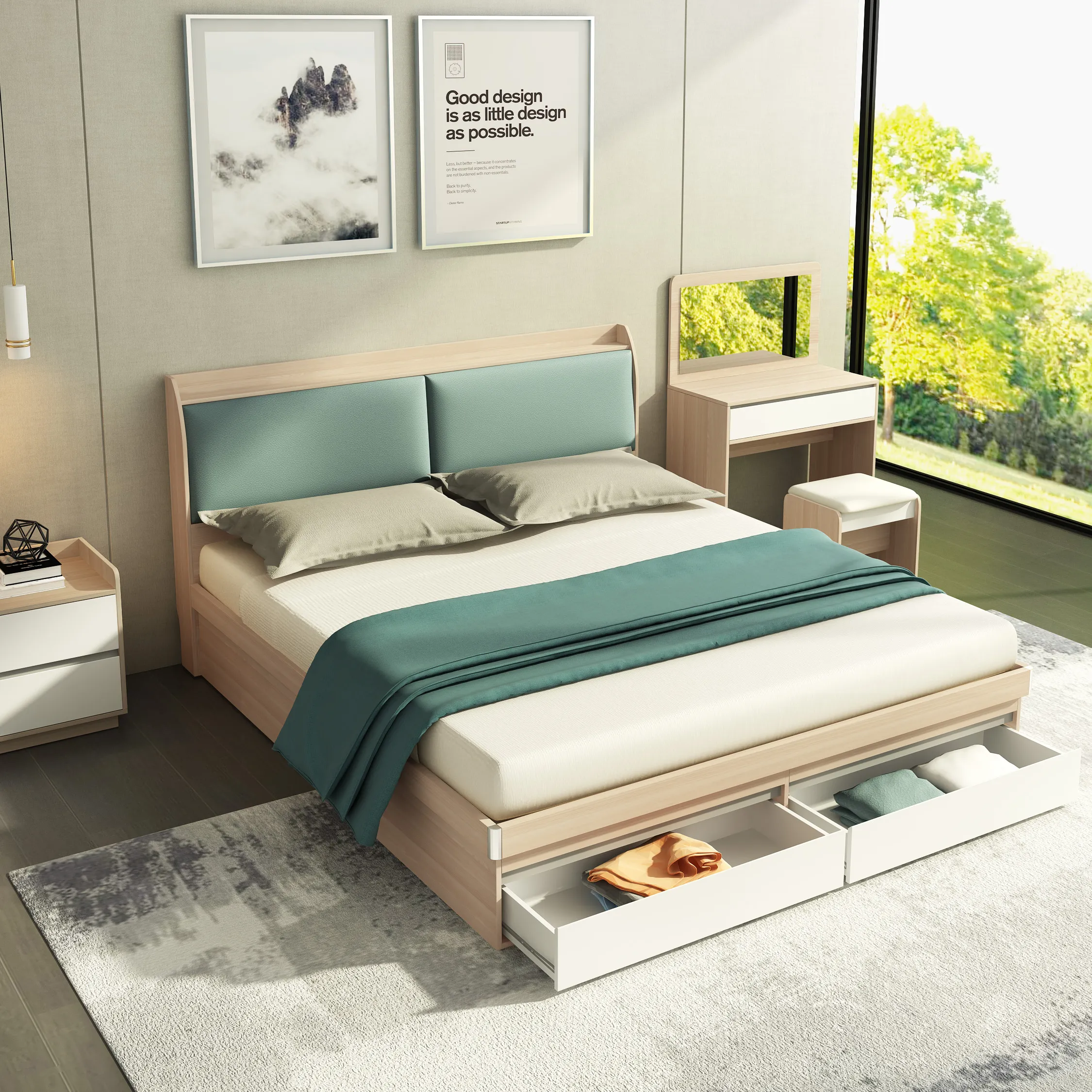 Mobiliário de cama gcon de madeira, quadro de cama moderno e favorável da alta classe com armazenamento
