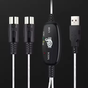 工厂定制<span class=keywords><strong>USB</strong></span> A公到DIN 5引脚MIDI-in MIDI -<span class=keywords><strong>out</strong></span>端口音乐编辑电缆，带音频设备信号灯
