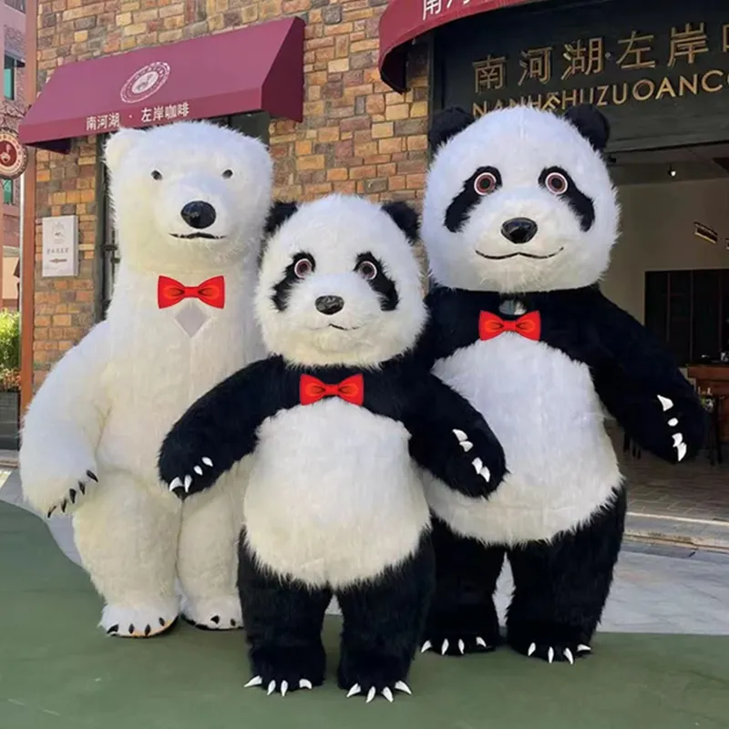 Thời trang thương mại sang trọng Panda Inflatable Linh Vật Trang phục ngoài trời cosplay Gấu bắc cực Inflatable Linh Vật Trang phục cho quảng cáo