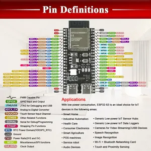 ESP32 / ESP32-S3 WiFi + Bluetooth şeylerin Internet çift tip-c geliştirme kurulu çekirdek kurulu ESP32-S3-DevKit C N16R8 Arduino için