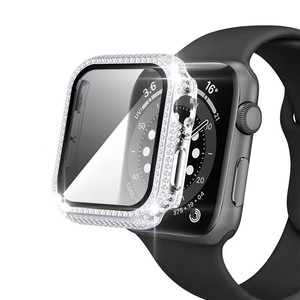 2022ダイヤモンドウォッチカバーケース内蔵スクリーンプロテクター強化ガラスAppleWatch用41mm 45mm Iwatchシリーズ7 Seカバー用 - Product Image 4