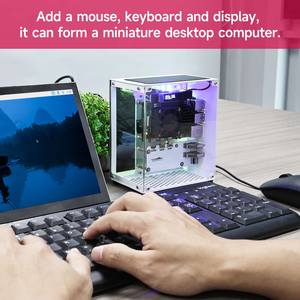 Kit de funda protectora de Raspberry Pi 5 con ventilador de refrigeración, luz de Color RGB y pantalla 0,96, carcasa electrónica DIY compatible con M.2 SSD