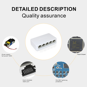 Interruttore 100 Router Internet Ethernet aziendale con Dock di base 5 porte Mbps Switch di rete non gestito - Product Image 5