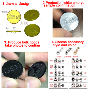 Botón a presión redondo de Metal de 15mm personalizado de fábrica, nuevo logotipo en relieve, botones de ropa chapados pulidos, decoración de ropa fundida a presión - Product Image 6