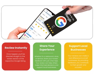 Бесплатная дизайнерская пользовательская карта Google Review NFC офсетная печатная деловая RFID магнитная карта, представленная на Google Business US RFID карты - Product Image 3
