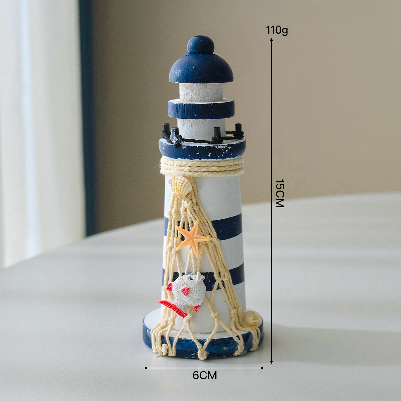 Modèle de petit poisson phare bleu blanc 15cm