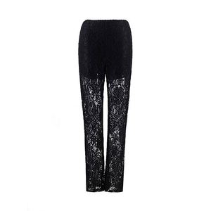 New <strong>Design</strong> Summer Women Unique Lace Style Black Sexy High <strong>Neck</strong> Sleeveless Top and Lace Tulle Trousers Set
