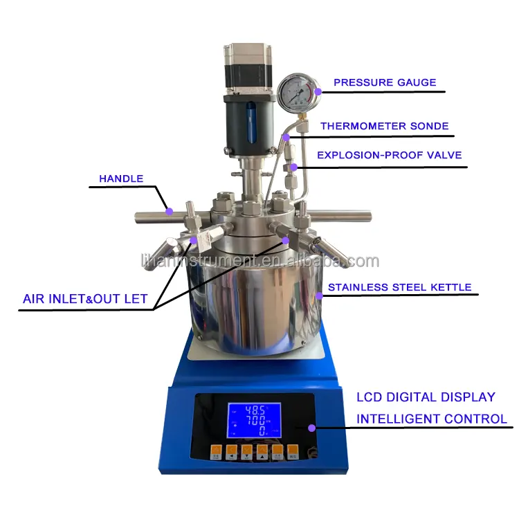 Phòng thí nghiệm mini loại lò phản ứng áp lực tàu cao áp phản ứng tàu hydrodenation lò phản ứng với điều khiển kỹ thuật số