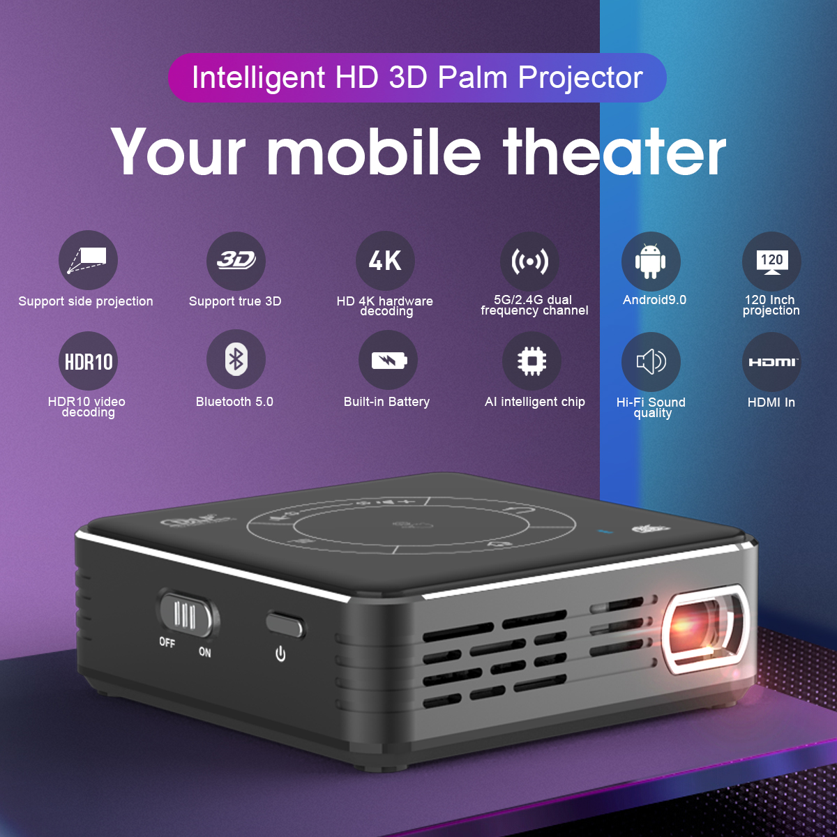 smart touch home portable projector mobile phone mini DLP pocket projector