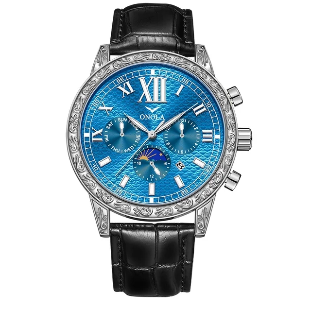 5 silver blue - black strap