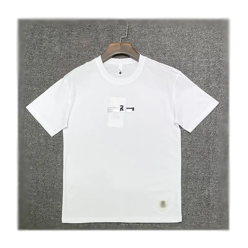 Camiseta de algodón de manga corta de alta calidad para hombre, ropa para hombre con estampado de alfabeto bordado R